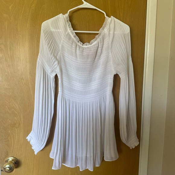 Alison Taylor Flowy Bohemian white pleated cottage core long sleeved blouse - Picture 3 of 3